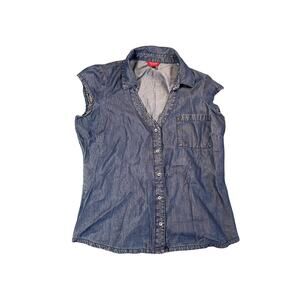 Guess Denim Bottom Up Shirt Sleeveless Women’s Medium